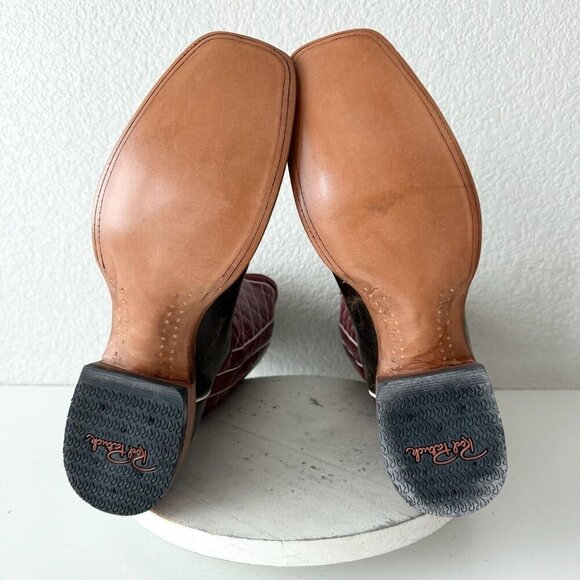 Rod Patrick Mens Cowboy Boots 15AA Mocha Bison Brown Leather Western Square Toe - Picture 10 of 13